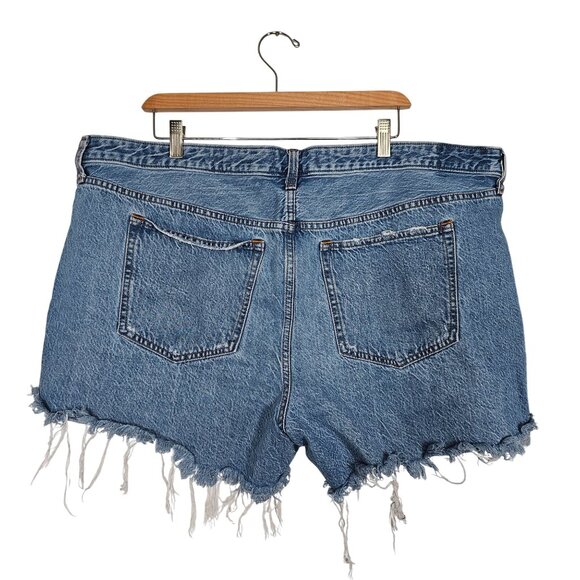 Abercrombie & Fitch Baggy Low Rise Denim Short Women 35/20 Distressed Frayed Hem - Picture 2 of 13